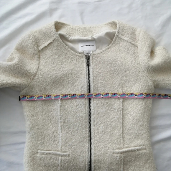Club Monaco Sherpa Wool Blend Cream Zip Up Blazer Size 4 - Picture 14 of 16